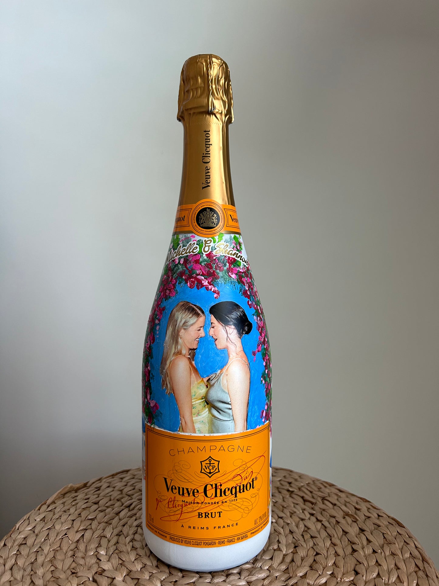 Portrait Hand Painted Champagne Bottle