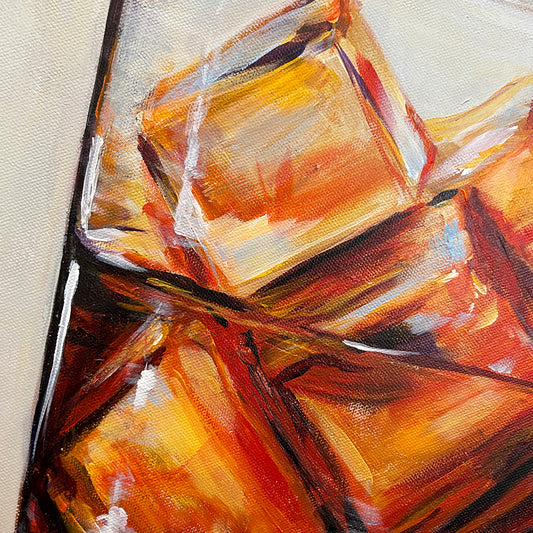 ON THE ROCKS ORIGINAL ACRYLIC 20"x20"x1.5" STRETCH CANVAS PAINTING