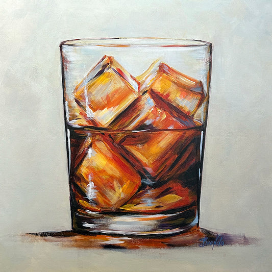 ON THE ROCKS ORIGINAL ACRYLIC 20"x20"x1.5" STRETCH CANVAS PAINTING