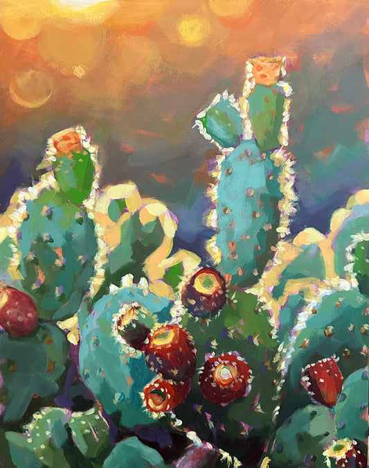 PRICKLY PEARS| Original acrylic painting on 11"x14" cradle backed wood board