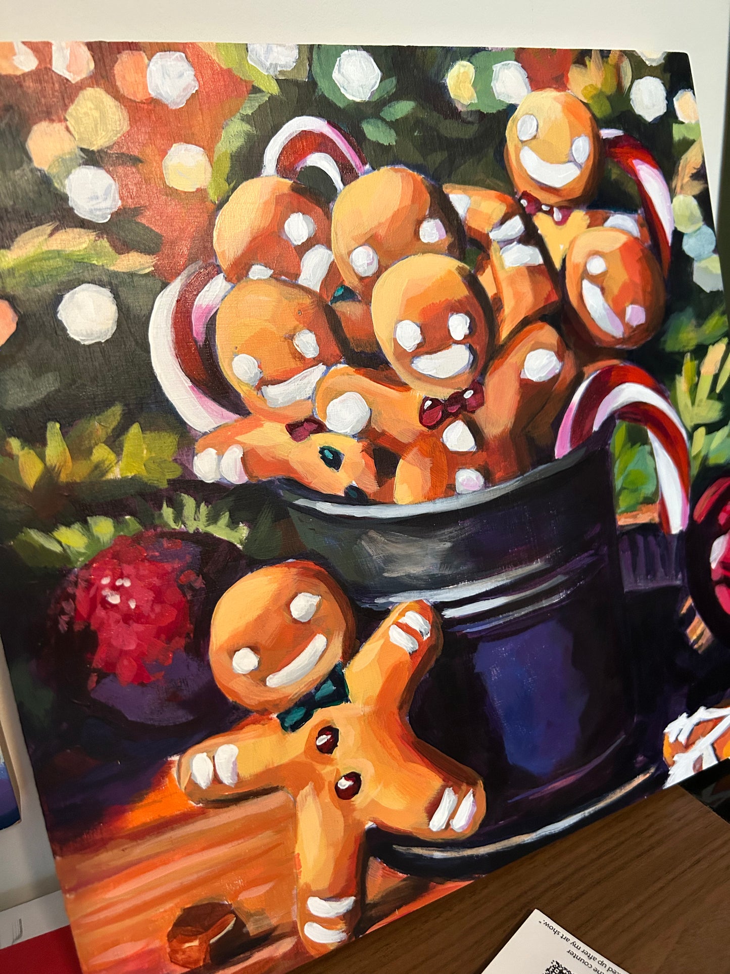 GINGERBREAD MAN | Original acrylic painting on cradle wood canvas | 12”x 12” | Impressionistic | Finished Edges | (Copy)