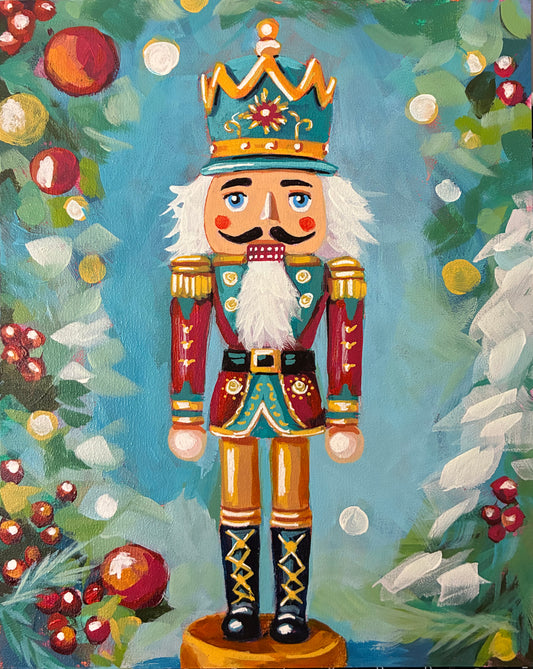 CHRISTMAS NUTCRACKER ART PRINT ON WOOD BLOCK / SHELF SITTER 5x7"