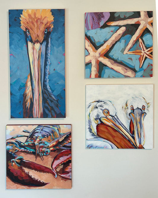 LOBSTER | Original acrylic painting on cradle wood canvas | 12”x 12” | Impressionistic | Finished Edges | Wall Decor