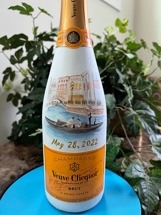 Portrait Hand Painted Champagne Bottle