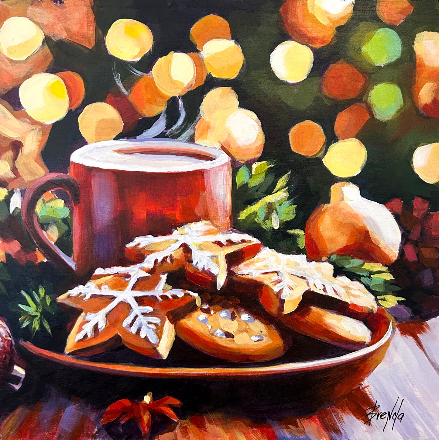 CHRISTMAS CARD/SET OF 8/5"X5" WITH ENVELOPES- IMAGE FROM ORIGINAL ACRYLIC PAINTING