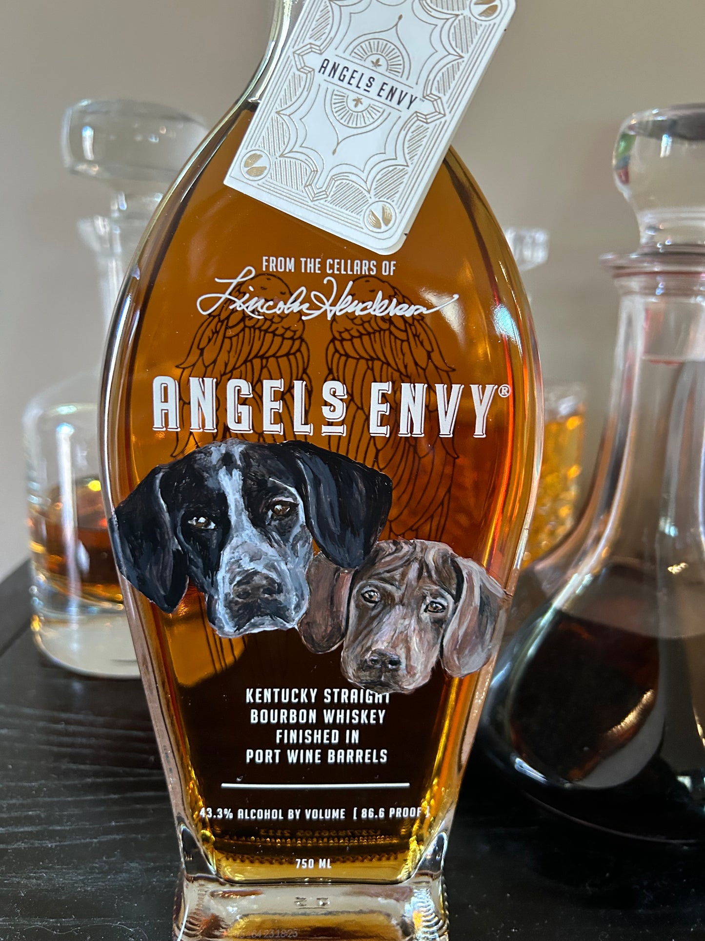 Pet Hand Painted ANGELS ENVY Whiskey Bottle