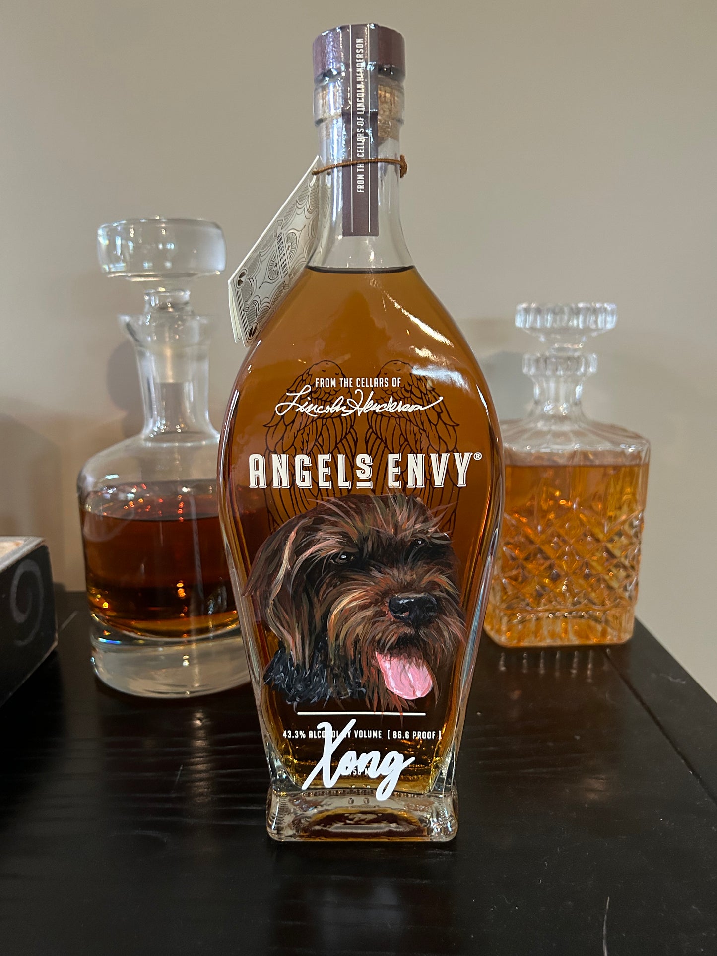 Pet Hand Painted ANGELS ENVY Whiskey Bottle