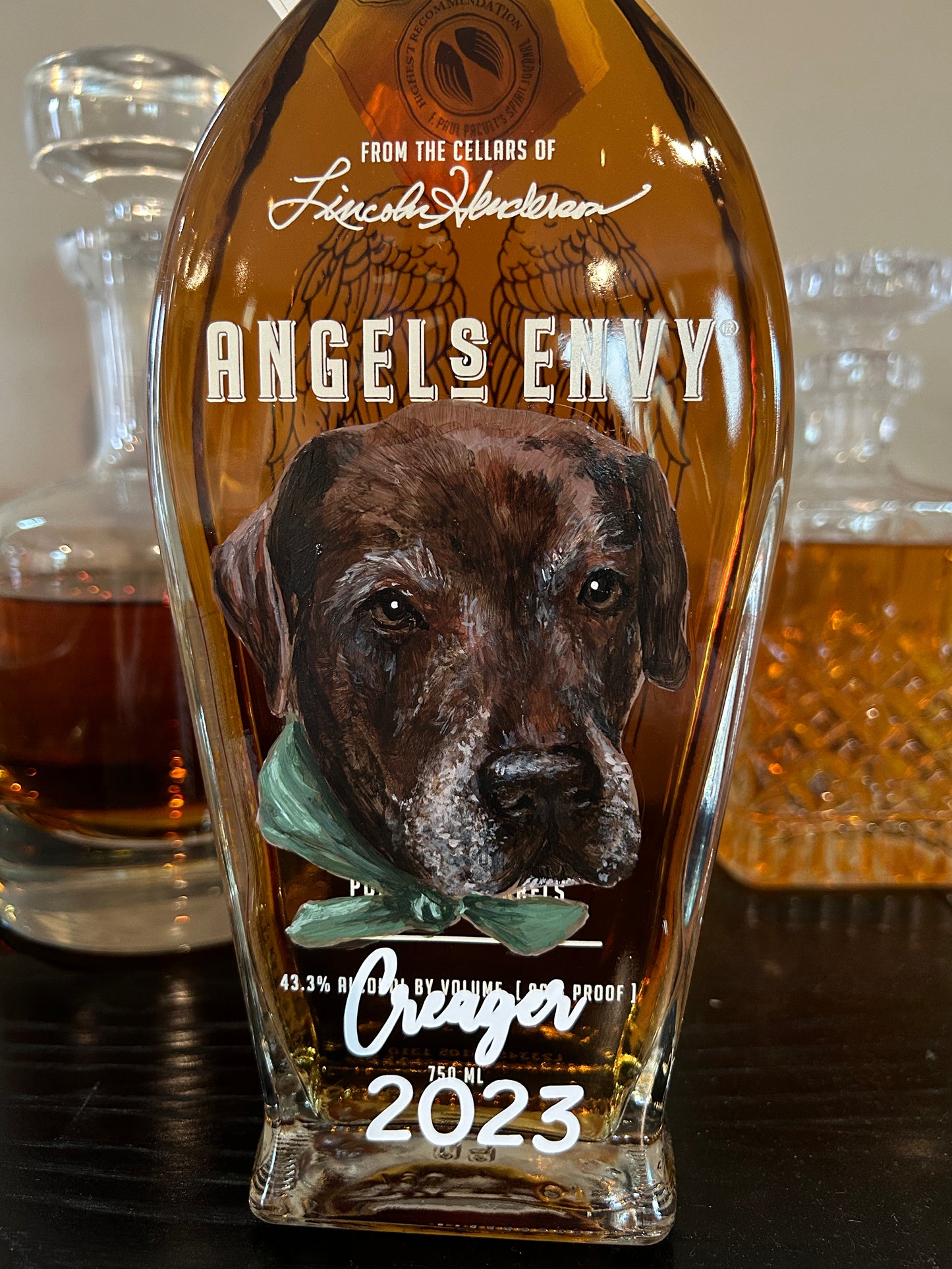 Pet Hand Painted ANGELS ENVY Whiskey Bottle