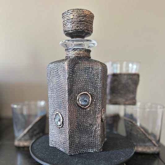 Hand Crafted Decanter and Glass Set | Multi Media | Housewarming | Wedding Gift |Groom Gift