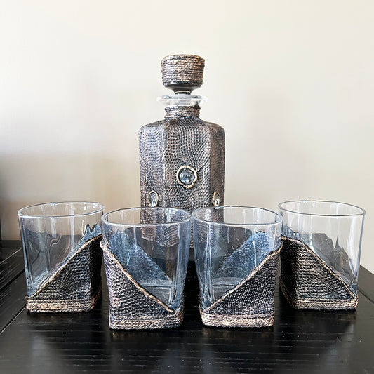 Hand Crafted Decanter and Glass Set | Multi Media | Housewarming | Wedding Gift |Groom Gift