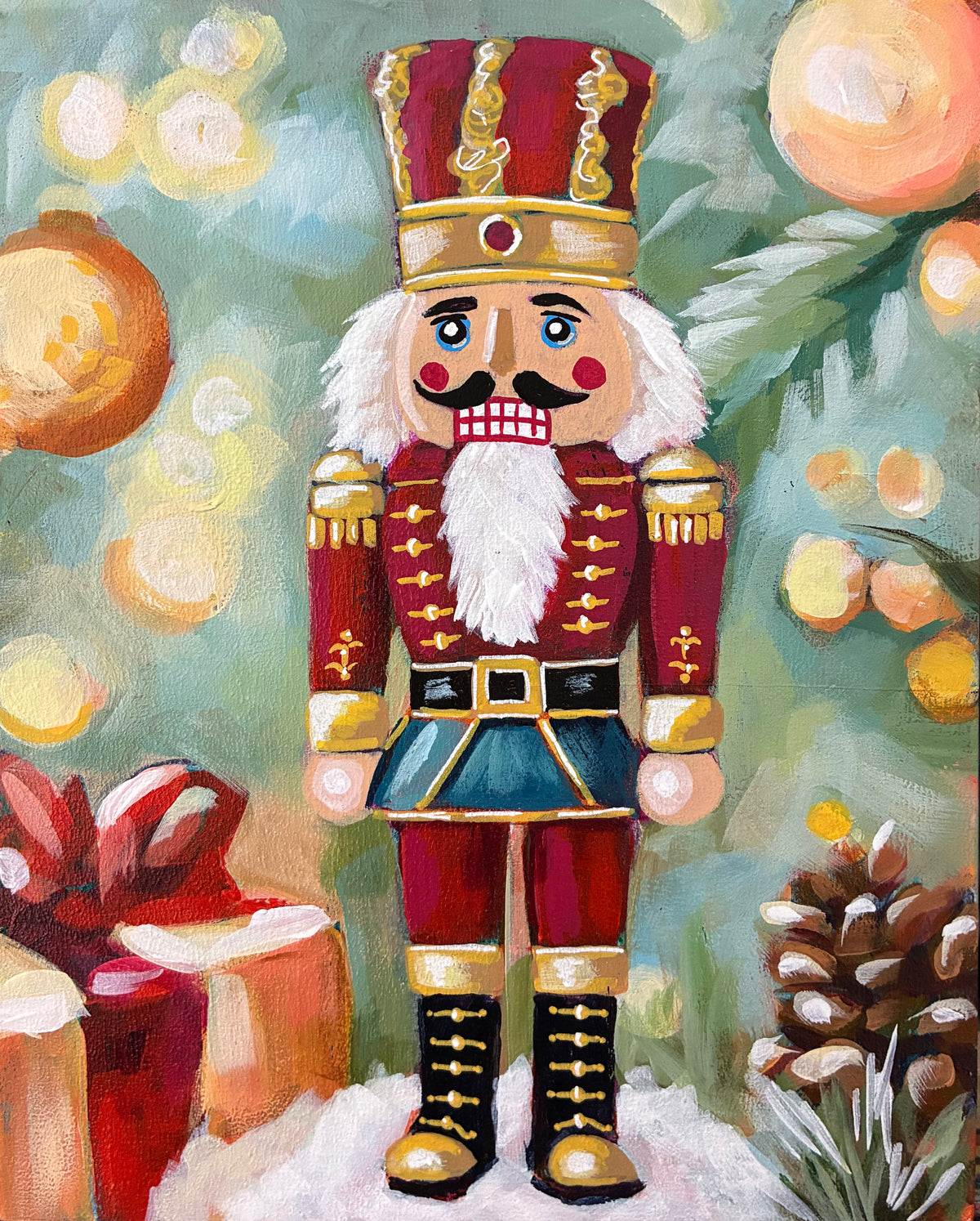 FOLDED CHRISTMAS CARD/SET OF 8 / 4x5" WITH ENVELOPES IMAGE FROM ORIGINAL ACRYLIC PAINTINGS