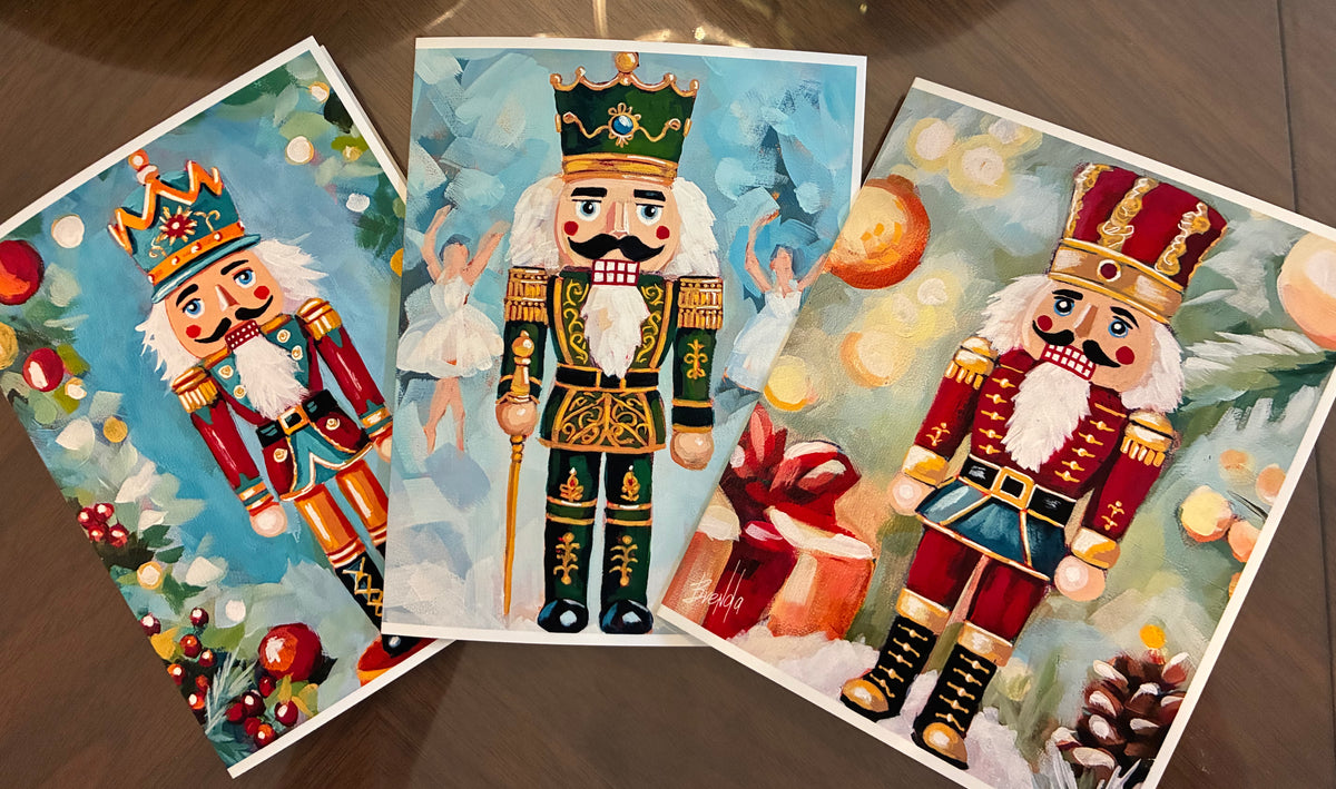FOLDED CHRISTMAS CARD/SET OF 8 / 4x5" WITH ENVELOPES IMAGE FROM ORIGINAL ACRYLIC PAINTINGS