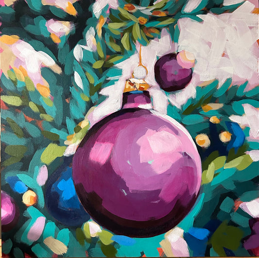 CHRISTMAS MAGIC | Original acrylic painting on cradle wood canvas | 12”x 12” | Impressionistic | Finished Edges