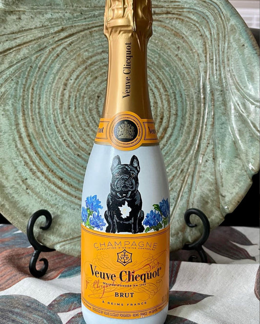 Monogram Pet Hand Painted Champagne Bottle