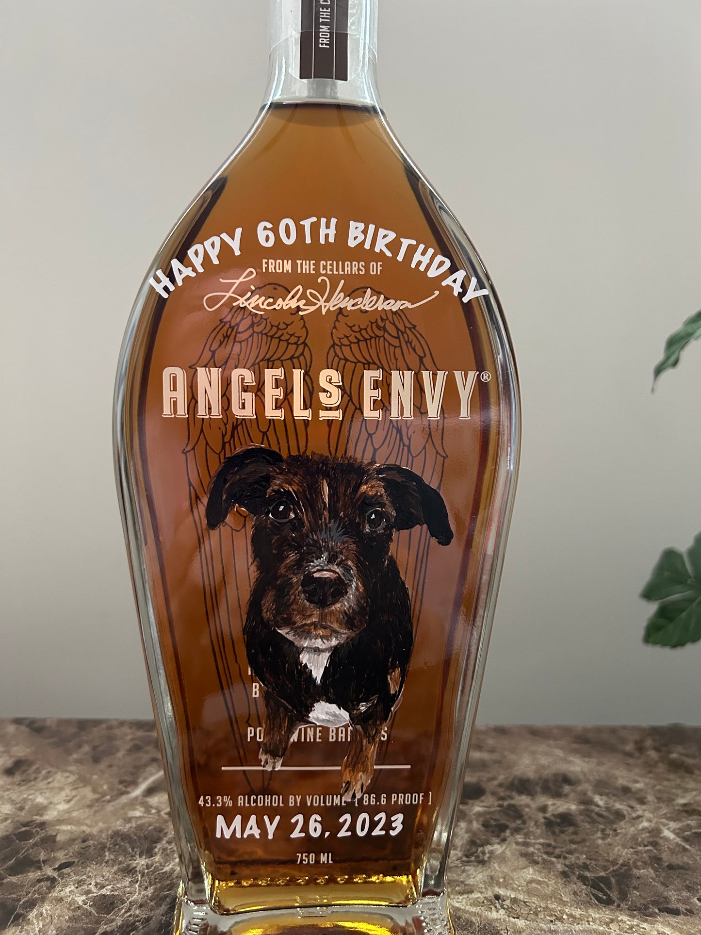 Pet Hand Painted ANGELS ENVY Whiskey Bottle